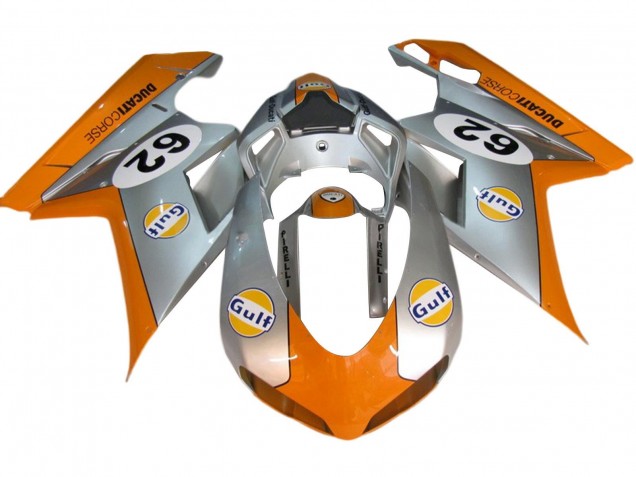 Carenagens Moto Ducati 848/1098/1198 2007-2014 - Prata Laranja Gulf 62