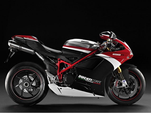 Carenagens Moto Ducati 848/1098/1198 2007-2014 - Branco Vermelho Preto Brilhante