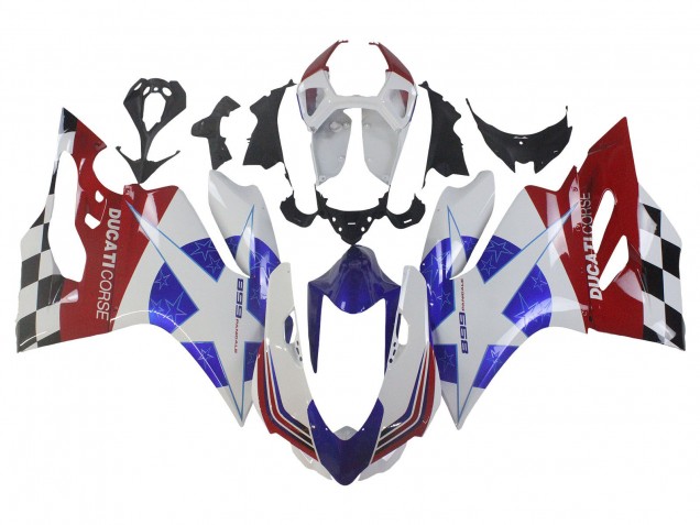 Carenagens Moto Ducati Panigale 899 2011-2014 - Branco Azul Vermelho Preto