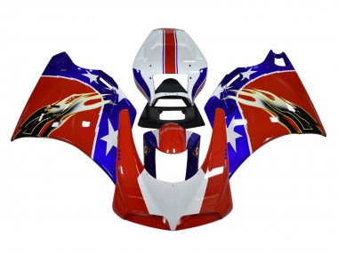 Carenagens Moto Ducati 748/916/996/998 1993-2005 - Branco Vermelho Azul Preto Chama