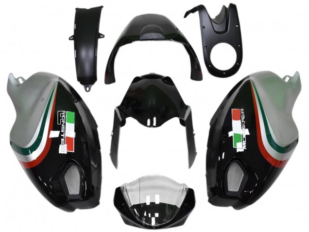 Carenagens Moto Ducati Monster 696 796 1100 1100S 2008-2012 - Preto Brilhante Prata Vermelho Verde