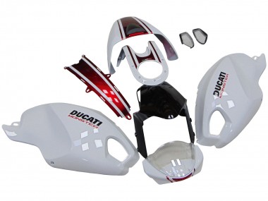 Carenagens Moto Ducati Monster 696 796 1100 1100S 2008-2012 - Branco Vermelho Preto Brilhante