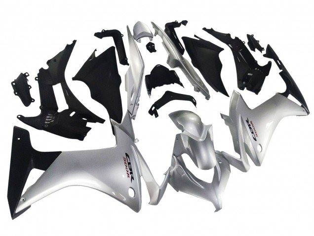 Carenagem Moto Honda CBR500R 2013-2015 - Prata Preto Brilhante