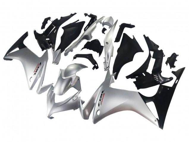 Carenagem Moto Honda CBR500R 2013-2015 - Prata Preto Brilhante