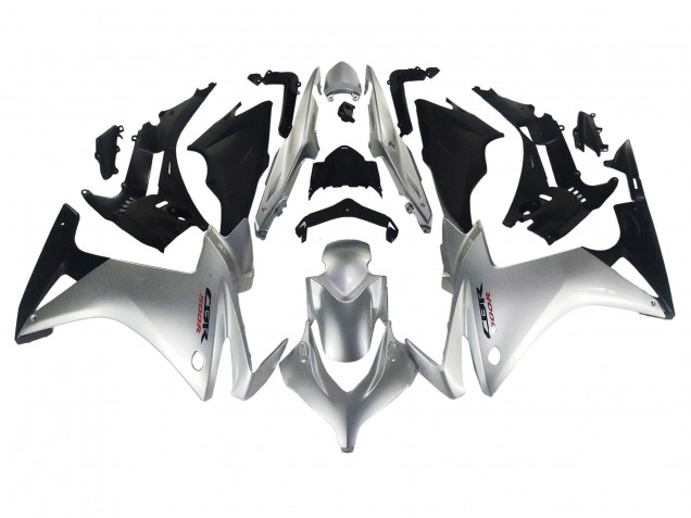 Carenagem Moto Honda CBR500R 2013-2015 - Prata Preto Brilhante