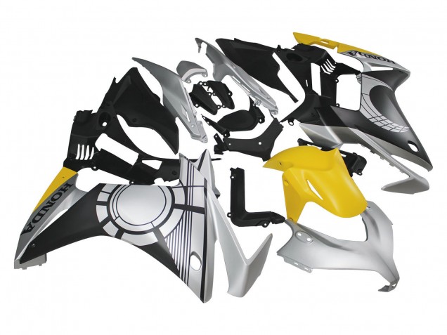 Carenagens Moto Honda CBR500R 2013-2015 - Prata Amarelo Preto Fosco