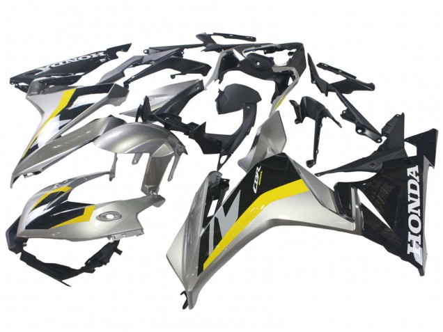 Carenagens Moto Honda CBR500R 2022-2023 - Prata Amarelo Preto Brilhante