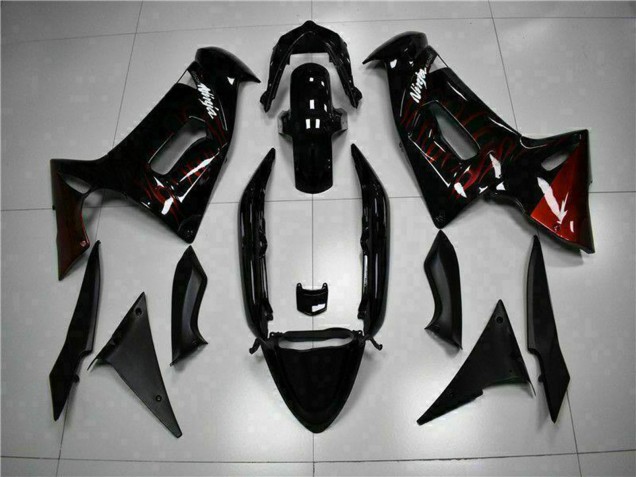 Carenagens Moto Kawasaki EX650 2006-2008 - Preto Brilhante Vermelho Chama