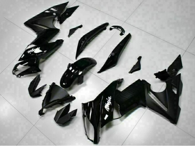 Carenagens Moto Kawasaki EX650 2009-2011 - Preto Brilhante Branco Decal