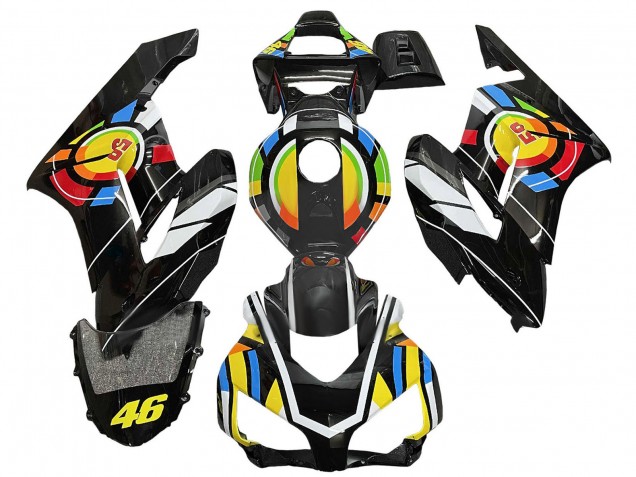 Carenagens Moto Honda CBR1000RR 2004-2005 - Amarelo Azul Vermelho Preto Brilhante Roda das Cores 46