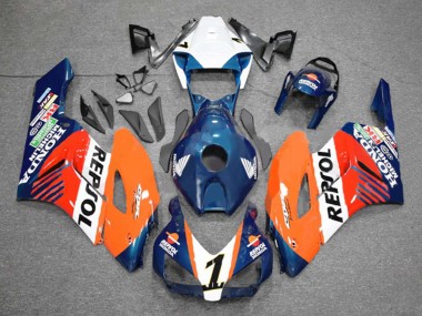 Carenagens Moto Honda CBR1000RR 2004-2005 - Laranja Branco Vermelho Azul Repsol