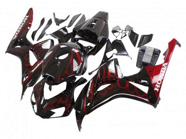 Carenagem Moto Honda CBR1000RR 2006-2007 - Preto Brilhante Vermelho Chama