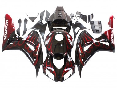 Carenagem Moto Honda CBR1000RR 2006-2007 - Preto Brilhante Vermelho Chama