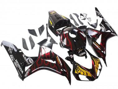 Carenagens Moto Honda CBR1000RR 2006-2007 - Preto Brilhante Amarelo Vermelho Chama