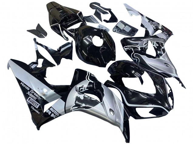 Carenagens Moto Honda CBR1000RR 2006-2007 - Prata Preto Brilhante Red Bull