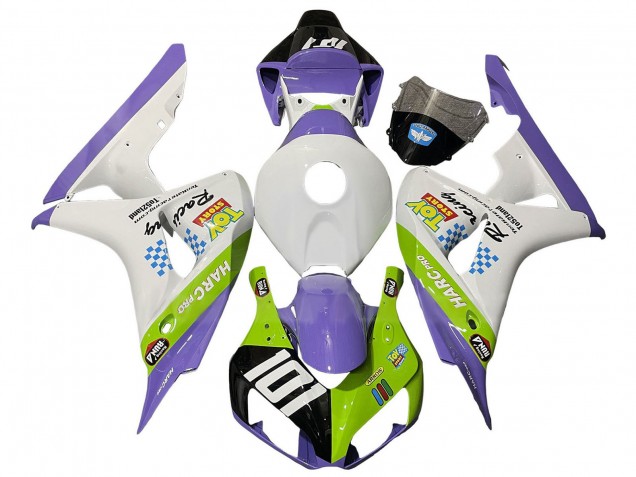 Carenagens Moto Honda CBR1000RR 2006-2007 - Branco Roxo Verde Preto Brilhante