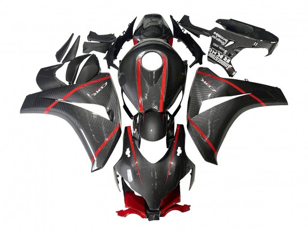 Carenagens Moto Honda CBR1000RR 2008-2011 - Preto Fibra de Carbono Vermelho