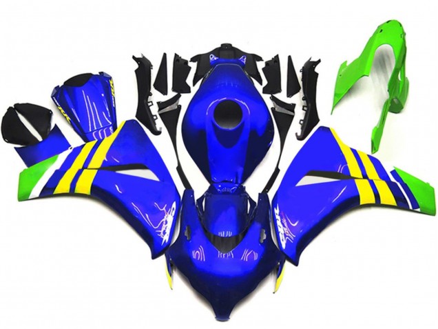 Carenagens Moto Honda CBR1000RR 2008-2011 - Azul Amarelo Branco Verde