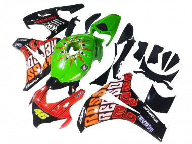 Carenagens Moto Honda CBR1000RR 2008-2011 - Verde Laranja Preto Brilhante Rossi Michelin 46