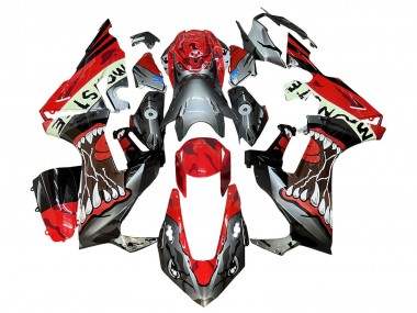 Carenagens Moto Honda CBR1000RR 2017-2023 - Vermelho Cinzento Preto Monstro Tubarão