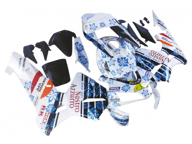 Carenagens Moto Honda CBR600RR 2003-2004 - Branco Azul Vermelho Nastro Azzurro 46