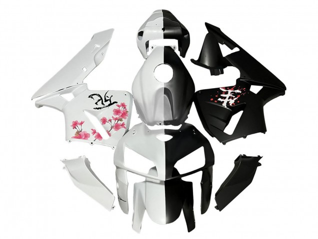 Carenagens Moto Honda CBR600RR 2005-2006 - Preto Branco Cherry Blossom