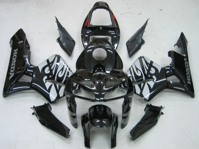 Carenagens Moto Honda CBR600RR 2005-2006 - Preto Brilhante Cinzento Chama