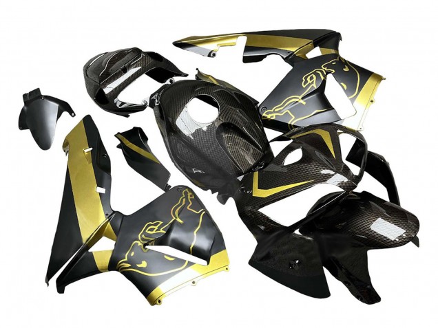 Carenagens Moto Honda CBR600RR 2005-2006 - Preto Ouro Fibra de Carbono