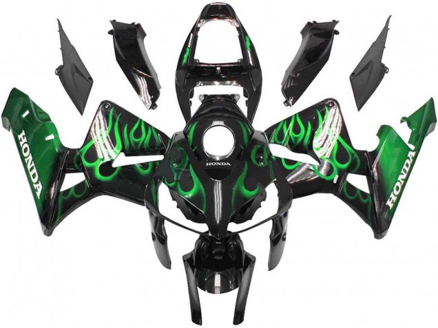 Carenagens Moto Honda CBR600RR 2005-2006 - Preto Brilhante Verde Chama