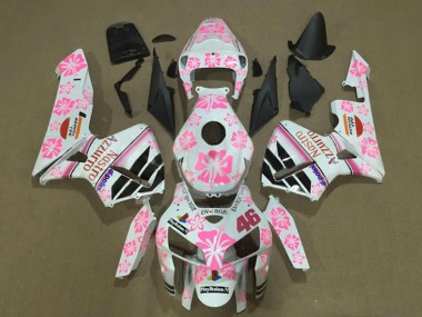 Carenagens Moto Honda CBR600RR 2005-2006 - Branco Rosa Floral Nastro Azzurro 46