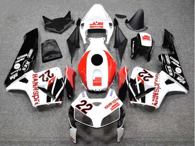 Carenagens Moto Honda CBR600RR 2005-2006 - Branco Vermelho Preto Brilhante HannSpree 22