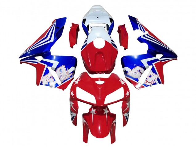 Carenagens Moto Honda CBR600RR 2005-2006 - Vermelho Branco Azul 69