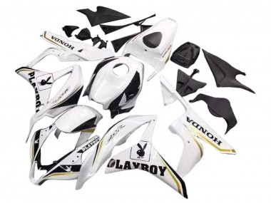 Carenagem Moto Honda CBR600RR 2007-2008 - Branco Ouro Preto Brilhante Playboy