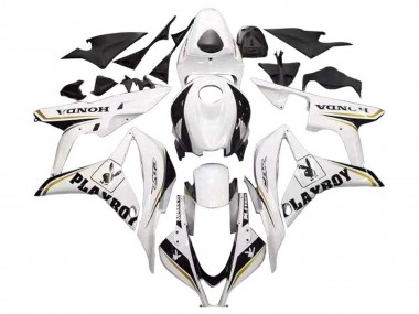 Carenagem Moto Honda CBR600RR 2007-2008 - Branco Ouro Preto Brilhante Playboy
