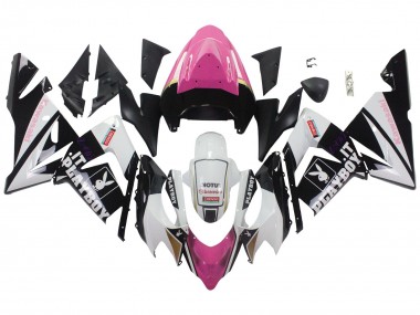 Carenagens Moto Kawasaki ZX10R 2004-2005 - Preto Rosa Branco Playboy Motul