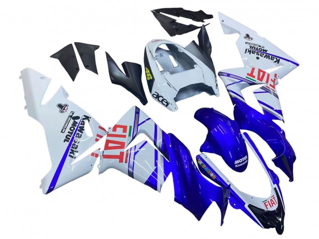 Carenagens Moto Kawasaki ZX10R 2004-2005 - Azul Brilhante Branco Fiat Motul