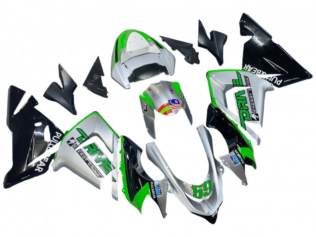 Carenagens Moto Kawasaki ZX10R 2004-2005 - Verde Prata Preto 69