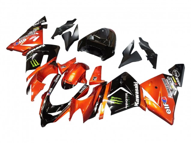 Carenagens Moto Kawasaki ZX10R 2004-2005 - Burnt Laranja Preto Monstro Elf