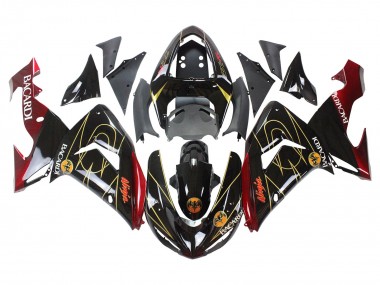 Carenagens Moto Kawasaki ZX10R 2006-2007 - Preto Vermelho Ouro BACARDI