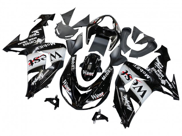 Carenagens Moto Kawasaki ZX10R 2006-2007 - Preto Brilhante Branco West