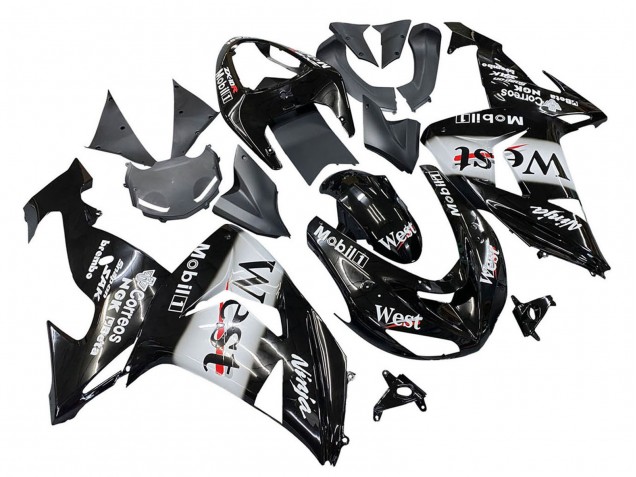 Carenagens Moto Kawasaki ZX10R 2006-2007 - Preto Brilhante Branco West