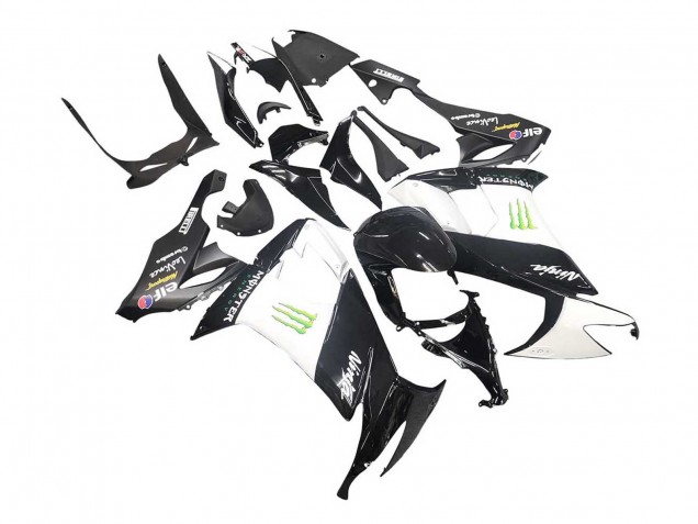 Carenagens Moto Kawasaki ZX10R 2008-2010 - Preto Brilhante Branco Verde Monstro Elf