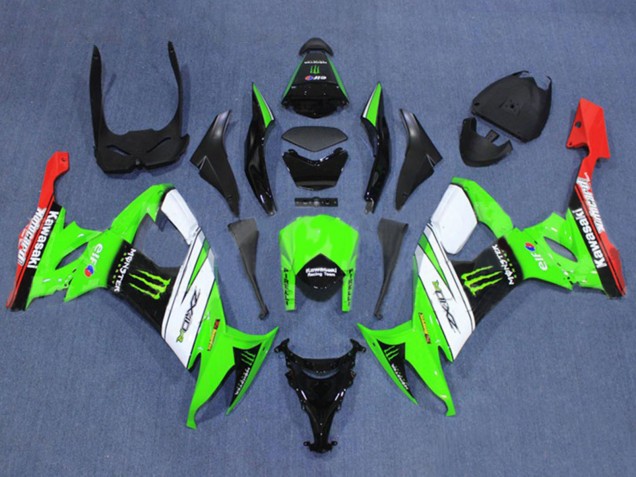 Carenagens Moto Kawasaki ZX10R 2008-2010 - Verde Branco Vermelho Preto Monstro