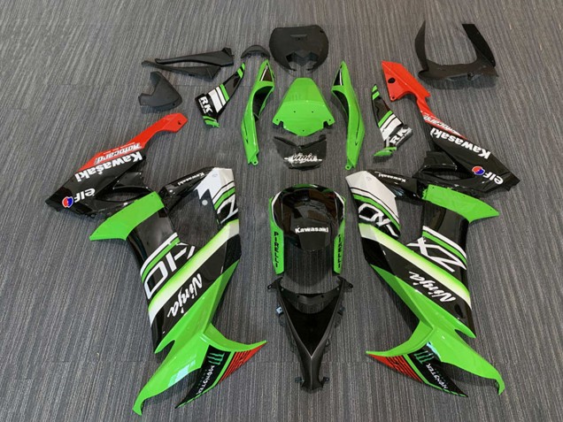 Carenagens Moto Kawasaki ZX10R 2008-2010 - Verde Branco Vermelho Preto Elf Monstro Energy