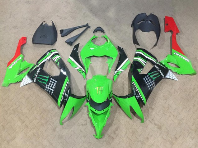 Carenagens Moto Kawasaki ZX10R 2008-2010 - Verde Branco Preto Vermelho Monstro