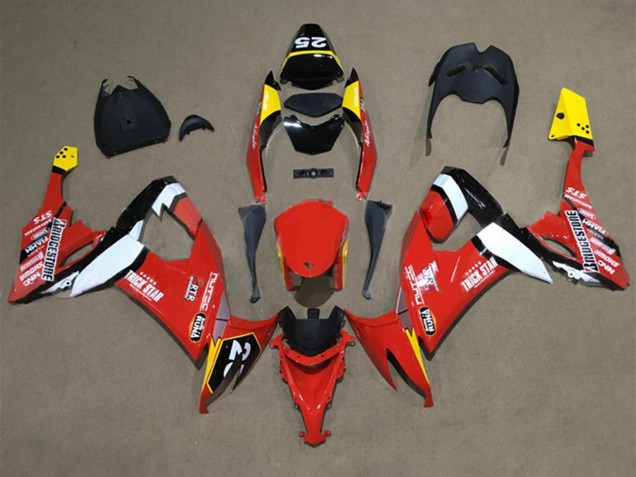 Carenagens Moto Kawasaki ZX10R 2008-2010 - Vermelho Amarelo Branco Preto