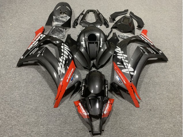Carenagens Moto Kawasaki ZX10R 2008-2010 - Preto Fibra de Carbono Vermelho