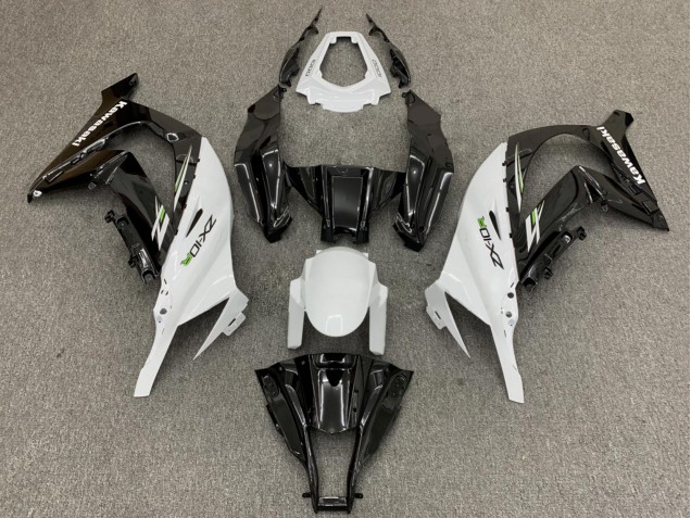 Carenagens Moto Kawasaki ZX10R 2011-2015 - Branco Preto Brilhante Verde