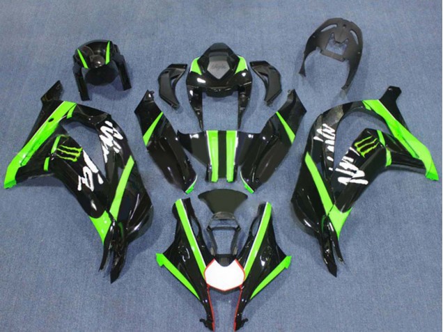 Carenagens Moto Kawasaki ZX10R 2016-2020 - Preto Brilhante Verde Monstro