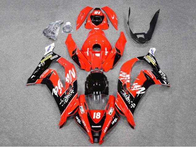 Carenagens Moto Kawasaki ZX10R 2016-2020 - Vermelho Preto Brilhante Branco Monstro 18